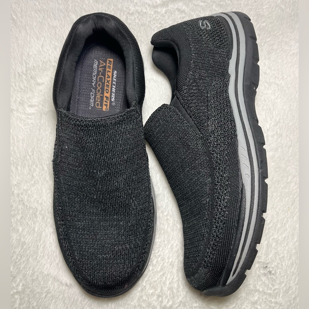 Skechers Relaxed Fit AIR COOLED Memory Foam Gray Men’s Slip On Shoes Sz 9 - Picture 3 of 7